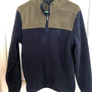 Brooks Brothers Olive and Navy Quarter Zip Fleece